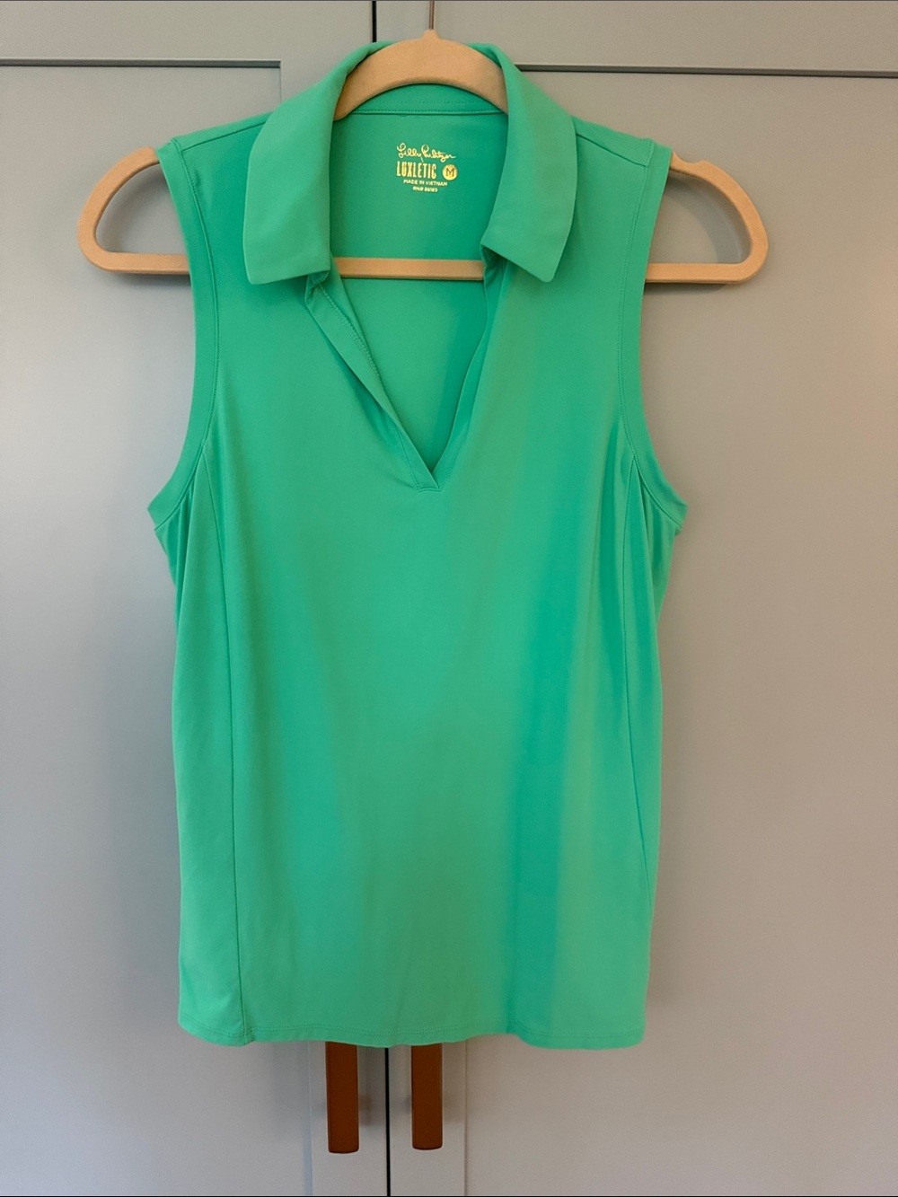 Lilly Pulitzer Sleeveless V-Neck Polo Top in Aqua